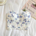 Sweet Corset Vest Breathable Floral Lace Crop Top Mesh Tube Top for Casual Evening Out Summer Wear  Apparel Young Adults. 