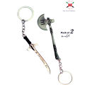 IYI Turgut Alp Axe Pack of 2 Metal Keychains Beautiful Keychain for Cars and Bikes Fashion keyrings. 