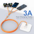 Multi Charging Cable 4FT, 3 in 1 Multi Charger Cable Heavy Duty Unbreakable Silicone Zinc Alloy Universal 3A Fast Charge Cord with Type-C/Micro USB/IP Connectors for Phones and More（Orange）. 