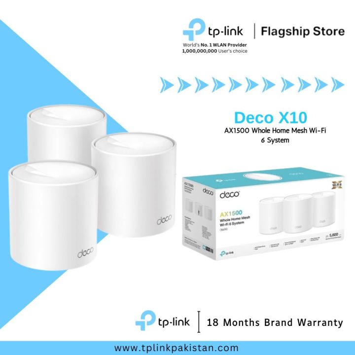 TP-Link Wi-Fi 6 Whole Mesh Deco X10 (3 Pack / 2 Pack / 1 Pack) Dual Band AX1500 Whole Home Mesh Wi-Fi System - 18 Months Brand Warranty