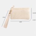 Cute Straw Wallet Mini Double Zipper Coin Purse Change Pouch for Lady Women Girls. 