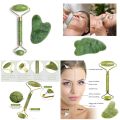 Jade roller and Gua Sha Stone Anti Aging Natural Stone Jade Roller for Face Facial Beauty Massager Skin Face Roller Beauty Tools for Skin Care Routine Anti Wrinkle Roller for Neck and Eye. 