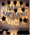 Contemporary Black and White Birthday Decorations (Including Birthday Foil + 30 Balloons Black & White +2 x Stars With Combo Of Fairy light ) Happy Birthday Decorations-Party & Birthday Themes -Birthday Items & Home Decor For Boys & Girls. 