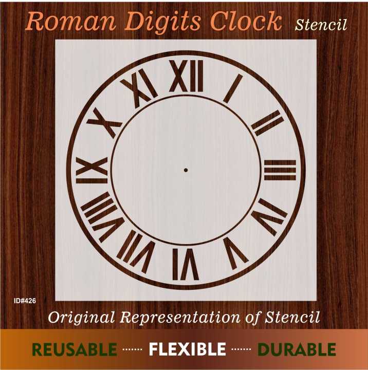Roman Digits clock Reusable Stencil For wall Painting Art DIY Home Decor, Album Crafts and Canvas ID 426
