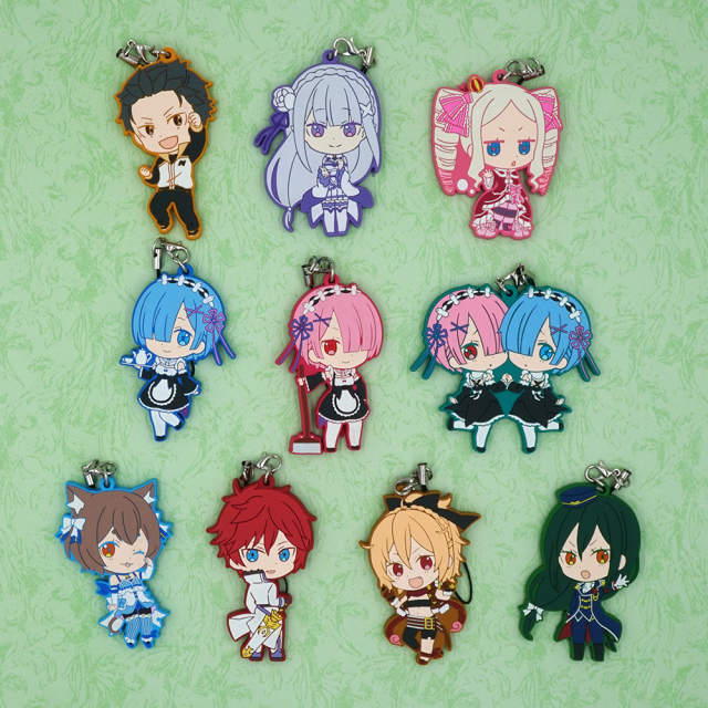 Rezero Relife Emilia Rem Ram Natsuki Subaru Beatrice Felt Felix Anime Re:Zero kara Hajimeru Isekai Seikatsu Rubber Keychain