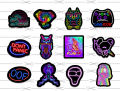 UNCUT 12 Pcs/Sheet Mixed Random Funny NEON Lightening Waterproof decal Stickers for Laptop Mobile Car Bike Fridge Skateboard TV PC Guitar. 