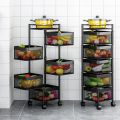 5 layer Floor Rotating Storage Rack Vegetable Fruit Storage Rack Kitchen Bathroom Storage Rack Rotating Vegetable Fruit Basket. 