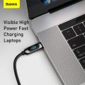 Baseus USB Type C to Type C Cable with LED Display,  PD 100W Nylon Braided USB C to USB C Cable for Samsung/Huawei/Tabs/Laptops. 