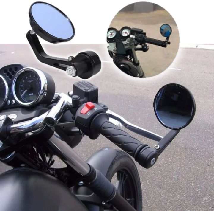 Cafe Racer Motorcycle Handle Bar Side Mirrors for Bike 2 Pcs Set