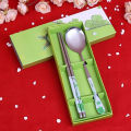 Chinese Style Elegant Non-slip Design Stainless Steel Chopsticks Spoon Gift Set. 