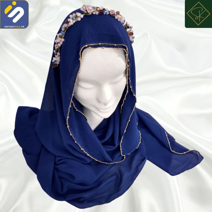 InstantSale | SK Imported Elegant Bridal Wedding Hair Crystal Pearl Multicolor Flowers Girl Hijab Headband Ribbon Headpiece Hair Jewelry Accessories J203