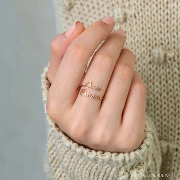 Customize Double Name Ring For Girls