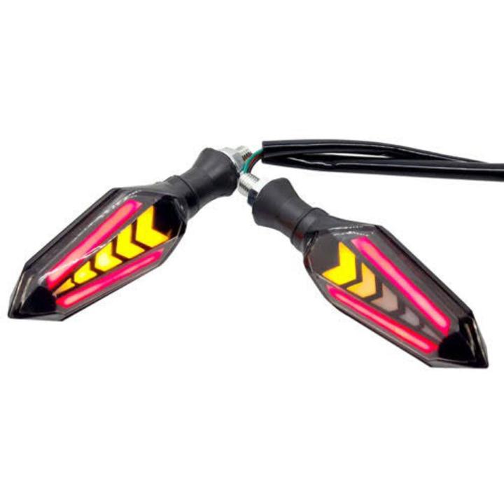 Bike Indicator Slide Arrow Running Style With Lava DRL Red - Yellow 2 Pcs Set