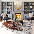 Speckled White with Brown Real Cowhide Rug - Genuine Hair on Cow Hide – Top Quality Carpet Options for Home Decor. 