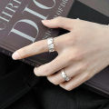 Retro Adjustable Opening Mori Heart Shaped Rock Texture Ring for Woman and Man. 