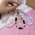 Colorful Flower Beaded Mobile Phone Charm Strap Chain Lanyard Women Girl Jewelry Phone Holder Beads Pendant Cherry - Mobile Charm - Pink. 