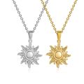 【IKE】Sun Necklace Stainless Steel Plated Dainty Gold Chain Sun Pendant For Charm Women Birthday Party Fashion Jewelry. 