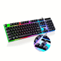 RGB Gaming Keyboard & Gaming Mouse & Mousepad 3 in 1 Combo Pack - 7 Colour Wired RGB Mouse and Keyboard Set - USB Wired Pack For PC & Laptop - Black. 