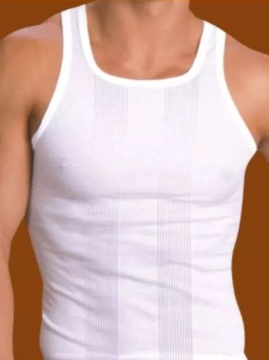 Famer® Knitwear White Fine Rib Vest For Men