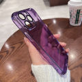 Luxury Plating Transparent/ Deep Purple Case For iPhone 14 Pro Max Silicone purple Cover funda ( Purple - Transparent  ). 