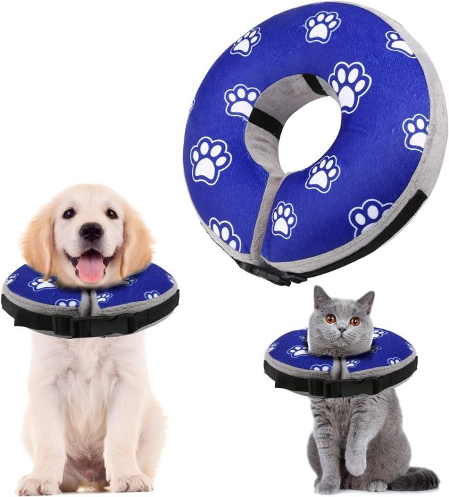 Inflatable Dog Collar, FWLWTWSS Dog Cone Collar Soft Comfy Buster Collar Protective Dog Donut Collar Cat Cone Adjustable Dog Recovery Collar for After Surgery or Wounds Healing, Does Not Block Vision UK IMPORT