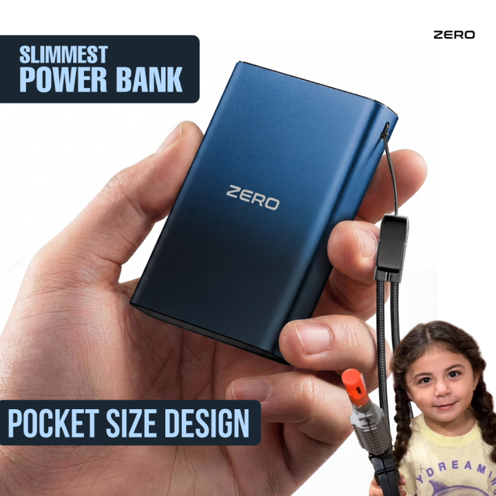 Zero® Voltix V-100 Power Bank 10000mAh 22.5W Fast Charging PowerBank | QC 3.0 Powerbank | USB-C Input/Output Powerbank  | Built-in Cable Powerbank | Aluminum Body Powerbank | Portable Powerbank  | Fast Charge Power Bank for Android & IOS