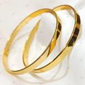 Pair of Bangles Jewelry Kara Plain Golden Color Stainless Steel High Quality for Girls and Women. 