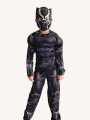 BLACK PANTHER DELUXE 3D MUSCLE COSTUME SET CLOTHING SET WITH MASK FOR KIDS. 