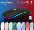 Wireless Bluetooth Mouse 2.4GHz + 5.0 / Optical led / Silent / Rechargeable / With Receiver For PC / Laptop Ultra Slim Dual Mode 5.1 Bluetooth mouse Rechargeable Battery Gaming RGB USB Wireless Optical Mouse With Silent Clicks. 
