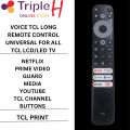 TCL Voice Remote Control Universal For All TCL LCD / LED Smart TV With Social Buttons TCL Long Voice Remote Black Color | Triple H. 