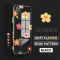 TA for Vivo Y50 Y30 Y30I 1938 Back Cover + Free Lanyard Falling Flowers Luxury 6D Plating Case Side Pattern Soft Silicone Square Phone Cases. 