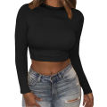 Women Bodycon T Shirt Autunmn Women Long Sleeve O-neck Crop Top Modis Sheath T Shirt Fashion Autumn Solid Tops. 