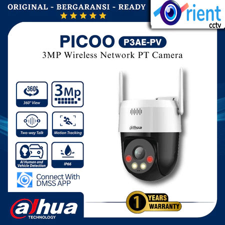 DAHUA PICCO A2 Camera 3MP Outdoor Pan/Tilt 360° AI Human Detection WIFI Camera Color Night Vision  with Official Brand Warranty