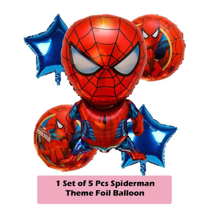 5 Pcs  Spiderman Foil Balloons Set