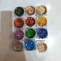 Pack of 12 Chunky Glitters for Eyes and Nails / PREMIUM GLITTERS FOR EYE MAKEUP JEL GLITTER WET GLITTER  EYE SHADOW GLITTER. 