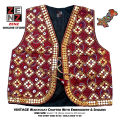 Sindhi Saraiki Multani Ajrak Traditional Cultural Wear Embroidered Waist Coat Koti for Girls & Women by Zenz Pakistani Handicrafts. 