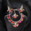Multicolor Crystals Mehndi Jewellery Set for Girls. 
