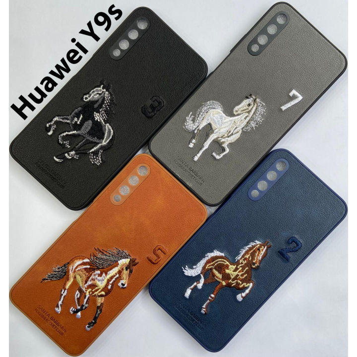 Huawei Y9s – Polo Embroidered Faux Leather Rexine Back Cover | Santa Barbara Horse-Themed Polycarbonate Phone Case | PLC