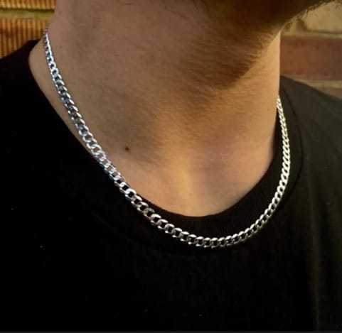 Silver Cuban Style Chain Necklace For Men Neck Fashion 2024