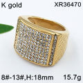 Wholesale Jewelry Designer Hiphop Custom Bling Stainless Steel Jewelry Fashion Crystal iced out Stone Ring Plated Gold For Man. 