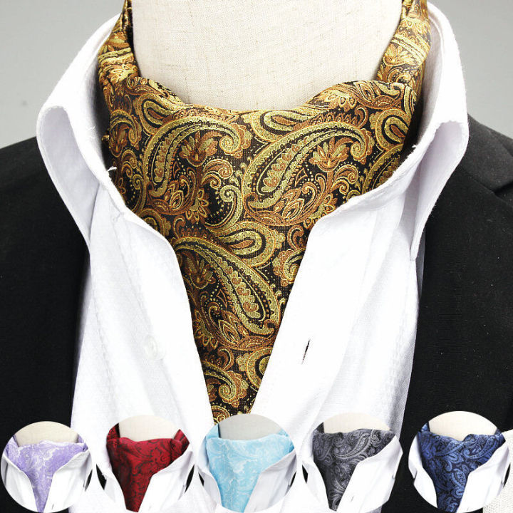 British men's formal dress, wedding scarf, shirt, Paisley scarf