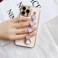 TA for For VIVO Y11 2019 / Y12i / 1906 Back Cover Purple Love Heart Bracelet Luxury 6D Plating Case Soft Thin Silicone Square Phone Cases. 