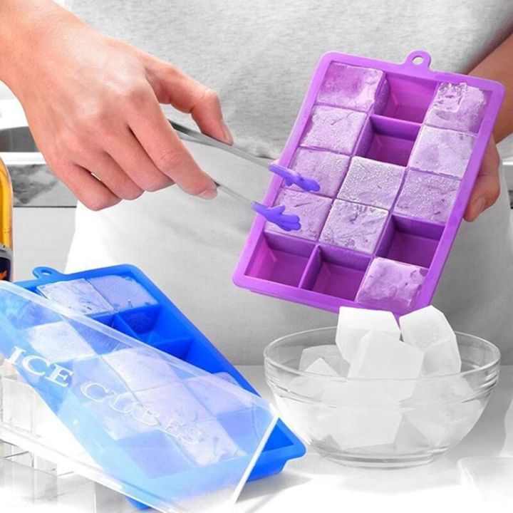 ICE CUBE TRAY Easy Push Pop out Square Silicon Ice Cubes Tray 15 Cubes AABA MALL Daraz.pk
