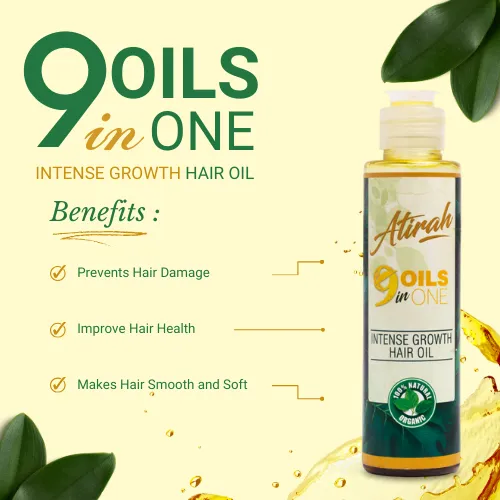 ATIRAH 100% Organic 9-in-1 Hair Growth Oil | Anti-Dandruff & Hair Fall ...