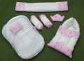 New APC Quality Soft Baby Set Complete Bedding 7 Pcs Set - 7 Pcs Include: 1 Mattress 1 Quilt / Comforter 1 Sleeping Bag / Carry Nest 1 Headshaper Pillow 1 Normal Pillow and 2 Cushions - Baby Bistar Gaddi Sleeping Bag Bed Gift Best. 