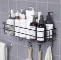 Bathroom Storage Hanging Shelf Wall Mounted With Hooks/ 1 layer corner rack / metal black shelf / bathroom kitchen punch corner frame /shower shelf metal rack. 