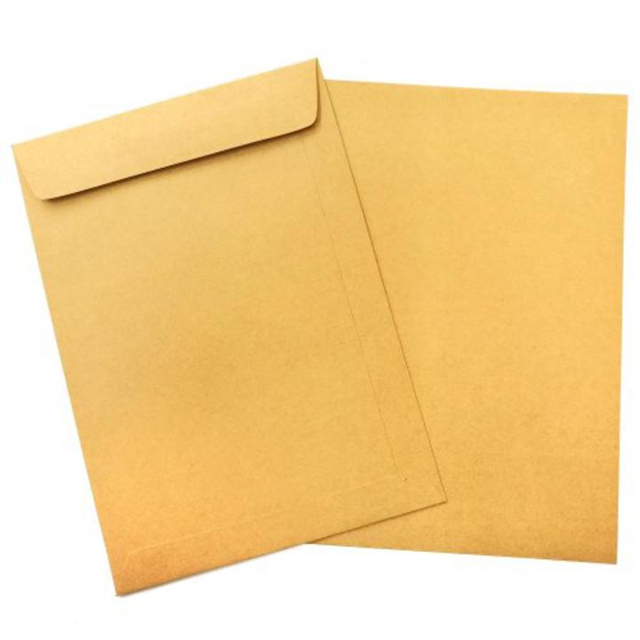 50 Pcs - A4 Brown/Khaki Envelopes For Packaging, Mailing, Courier, Office Letters & Money Size 10x12 Inch