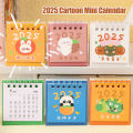 1/4Pcs 2025 Mini Cartoon Standing Flip Desktop Calendar Small Daily Planning Monthly Calendar for Home. 