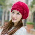 New Arrival Elegant Women Knitted Hats Rabbit Fur Cap Autumn Winter hat Ladies Female Fashion Skullies Beret Hat. 