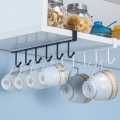 High Quality 6 hook cup holder iron kitchen storage rack cabinit hook Towel Cup Multifunctional Storage Hook Shelf Racks & Holders. 
